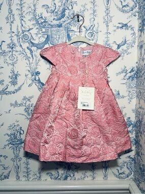 Rachel Riley Pink Rose Damask Dress NWT 6month $165 retail